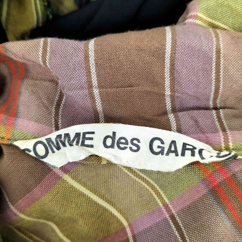 コムデギャルソン COMME des GARCONS 93AW 脱色期 別布再構築 ランダムチェック クレイジーロングシャツワンピース レディース  S